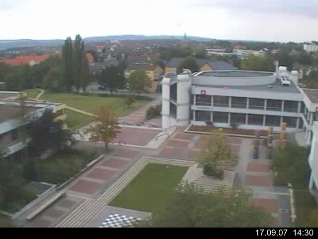Foto der Webcam: Verwaltungsgeb&auml;ude, Innenhof mit Audimax, H&ouml;rsaal-Geb&auml;ude 1