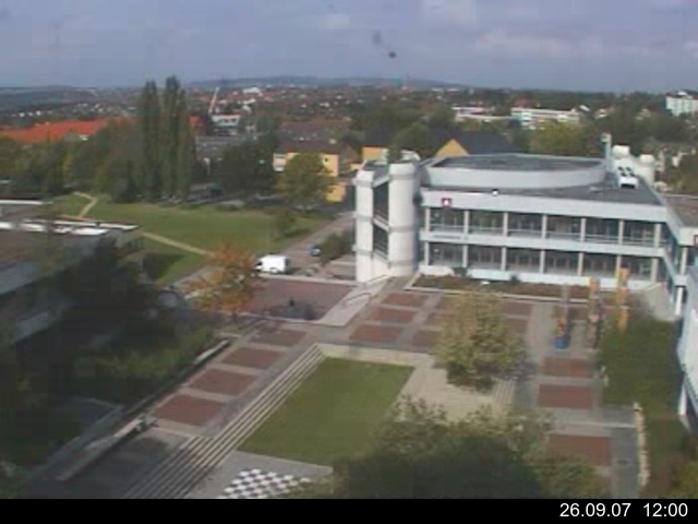 Foto der Webcam: Verwaltungsgeb&auml;ude, Innenhof mit Audimax, H&ouml;rsaal-Geb&auml;ude 1