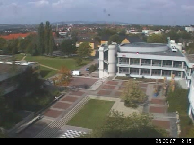 Foto der Webcam: Verwaltungsgeb&auml;ude, Innenhof mit Audimax, H&ouml;rsaal-Geb&auml;ude 1