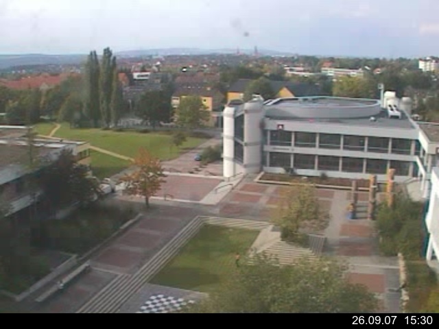 Foto der Webcam: Verwaltungsgeb&auml;ude, Innenhof mit Audimax, H&ouml;rsaal-Geb&auml;ude 1