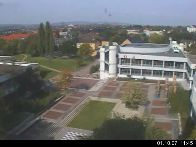 Foto der Webcam: Verwaltungsgeb&auml;ude, Innenhof mit Audimax, H&ouml;rsaal-Geb&auml;ude 1