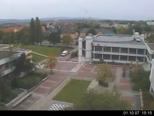 Foto der Webcam: Verwaltungsgeb&auml;ude, Innenhof mit Audimax, H&ouml;rsaal-Geb&auml;ude 1