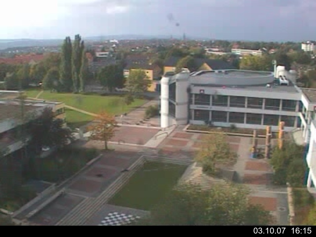 Foto der Webcam: Verwaltungsgeb&auml;ude, Innenhof mit Audimax, H&ouml;rsaal-Geb&auml;ude 1