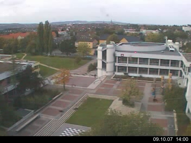 Foto der Webcam: Verwaltungsgeb&auml;ude, Innenhof mit Audimax, H&ouml;rsaal-Geb&auml;ude 1