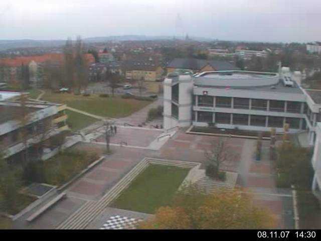 Foto der Webcam: Verwaltungsgeb&auml;ude, Innenhof mit Audimax, H&ouml;rsaal-Geb&auml;ude 1