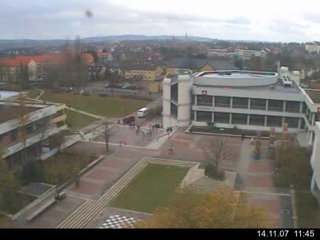 Foto der Webcam: Verwaltungsgeb&auml;ude, Innenhof mit Audimax, H&ouml;rsaal-Geb&auml;ude 1