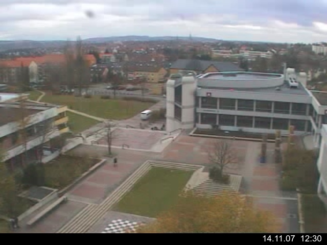 Foto der Webcam: Verwaltungsgeb&auml;ude, Innenhof mit Audimax, H&ouml;rsaal-Geb&auml;ude 1