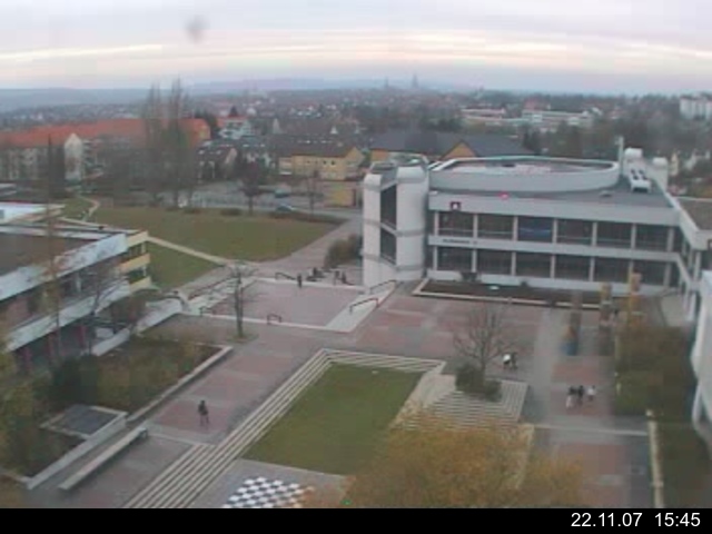 Foto der Webcam: Verwaltungsgeb&auml;ude, Innenhof mit Audimax, H&ouml;rsaal-Geb&auml;ude 1