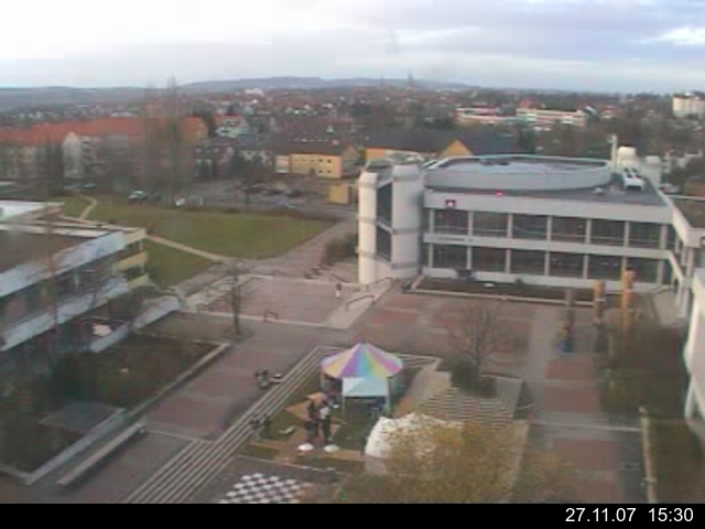 Foto der Webcam: Verwaltungsgeb&auml;ude, Innenhof mit Audimax, H&ouml;rsaal-Geb&auml;ude 1