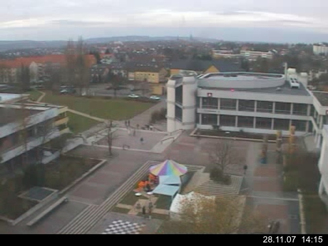 Foto der Webcam: Verwaltungsgeb&auml;ude, Innenhof mit Audimax, H&ouml;rsaal-Geb&auml;ude 1