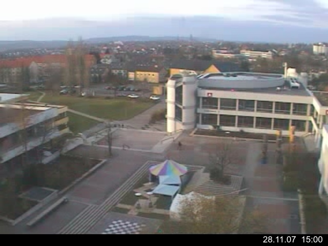 Foto der Webcam: Verwaltungsgeb&auml;ude, Innenhof mit Audimax, H&ouml;rsaal-Geb&auml;ude 1