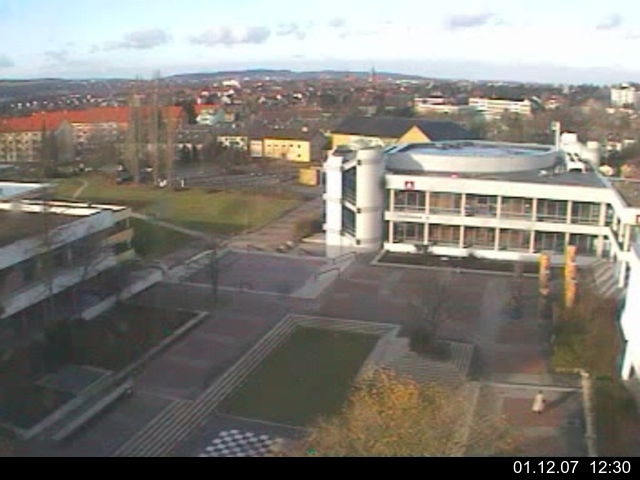 Foto der Webcam: Verwaltungsgeb&auml;ude, Innenhof mit Audimax, H&ouml;rsaal-Geb&auml;ude 1