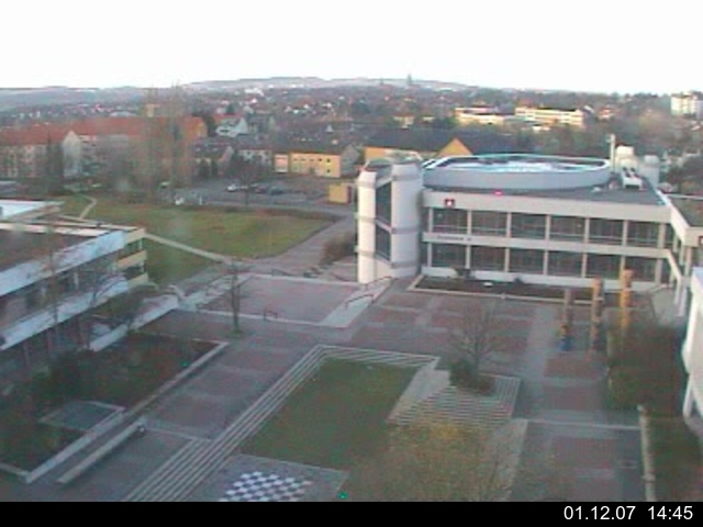 Foto der Webcam: Verwaltungsgeb&auml;ude, Innenhof mit Audimax, H&ouml;rsaal-Geb&auml;ude 1