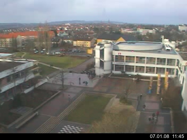 Foto der Webcam: Verwaltungsgeb&auml;ude, Innenhof mit Audimax, H&ouml;rsaal-Geb&auml;ude 1