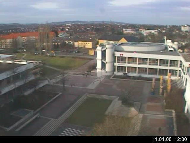 Foto der Webcam: Verwaltungsgeb&auml;ude, Innenhof mit Audimax, H&ouml;rsaal-Geb&auml;ude 1