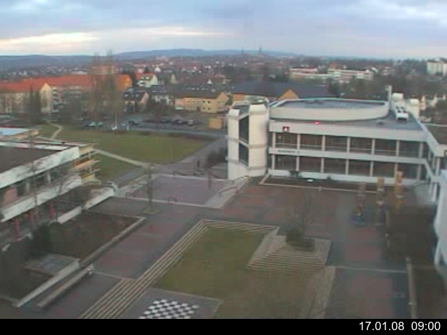 Foto der Webcam: Verwaltungsgeb&auml;ude, Innenhof mit Audimax, H&ouml;rsaal-Geb&auml;ude 1