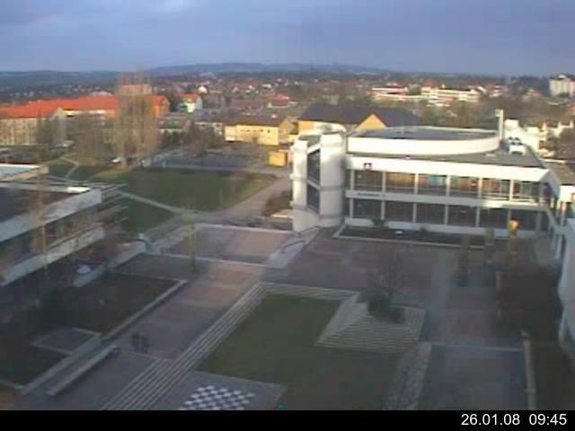 Foto der Webcam: Verwaltungsgeb&auml;ude, Innenhof mit Audimax, H&ouml;rsaal-Geb&auml;ude 1