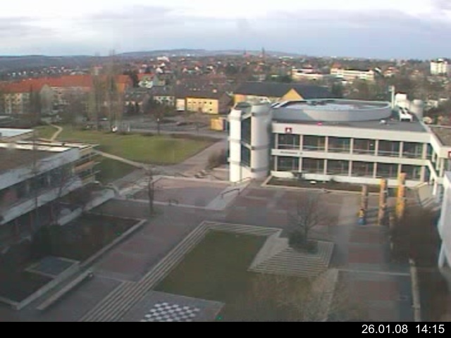 Foto der Webcam: Verwaltungsgeb&auml;ude, Innenhof mit Audimax, H&ouml;rsaal-Geb&auml;ude 1