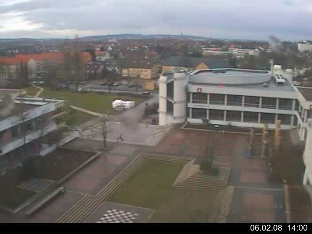 Foto der Webcam: Verwaltungsgeb&auml;ude, Innenhof mit Audimax, H&ouml;rsaal-Geb&auml;ude 1
