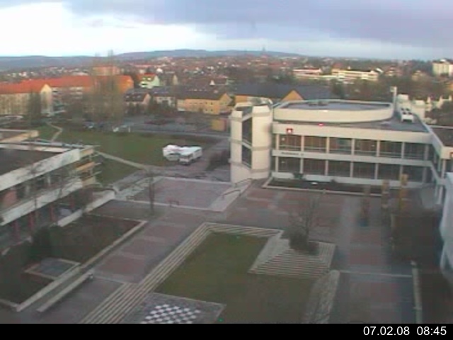 Foto der Webcam: Verwaltungsgeb&auml;ude, Innenhof mit Audimax, H&ouml;rsaal-Geb&auml;ude 1