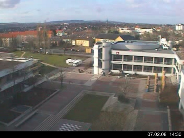 Foto der Webcam: Verwaltungsgeb&auml;ude, Innenhof mit Audimax, H&ouml;rsaal-Geb&auml;ude 1