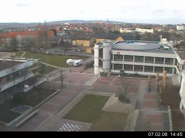 Foto der Webcam: Verwaltungsgeb&auml;ude, Innenhof mit Audimax, H&ouml;rsaal-Geb&auml;ude 1