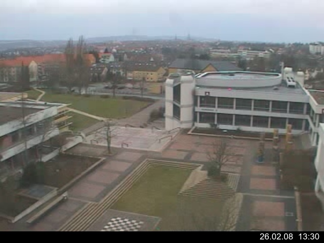 Foto der Webcam: Verwaltungsgeb&auml;ude, Innenhof mit Audimax, H&ouml;rsaal-Geb&auml;ude 1