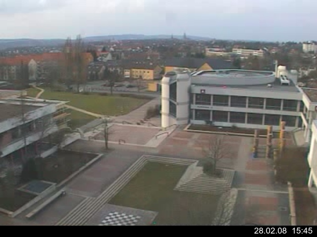 Foto der Webcam: Verwaltungsgeb&auml;ude, Innenhof mit Audimax, H&ouml;rsaal-Geb&auml;ude 1