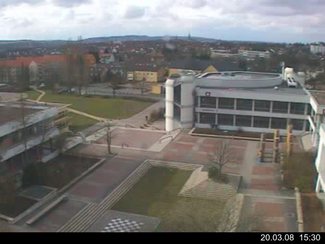 Foto der Webcam: Verwaltungsgeb&auml;ude, Innenhof mit Audimax, H&ouml;rsaal-Geb&auml;ude 1