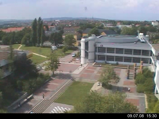 Foto der Webcam: Verwaltungsgeb&auml;ude, Innenhof mit Audimax, H&ouml;rsaal-Geb&auml;ude 1
