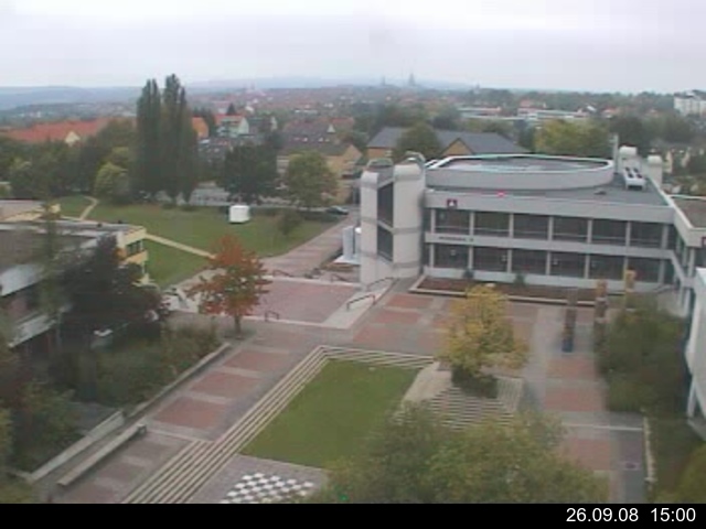 Foto der Webcam: Verwaltungsgeb&auml;ude, Innenhof mit Audimax, H&ouml;rsaal-Geb&auml;ude 1