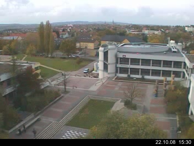 Foto der Webcam: Verwaltungsgeb&auml;ude, Innenhof mit Audimax, H&ouml;rsaal-Geb&auml;ude 1