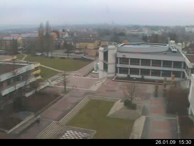 Foto der Webcam: Verwaltungsgeb&auml;ude, Innenhof mit Audimax, H&ouml;rsaal-Geb&auml;ude 1