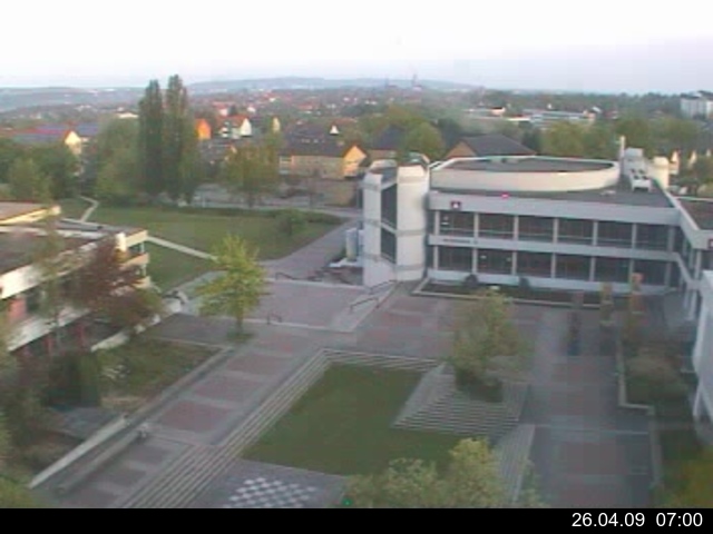 Foto der Webcam: Verwaltungsgeb&auml;ude, Innenhof mit Audimax, H&ouml;rsaal-Geb&auml;ude 1