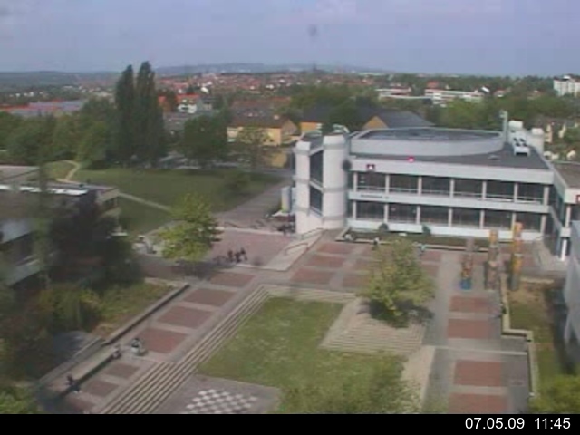 Foto der Webcam: Verwaltungsgeb&auml;ude, Innenhof mit Audimax, H&ouml;rsaal-Geb&auml;ude 1