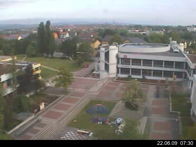 Foto der Webcam: Verwaltungsgeb&auml;ude, Innenhof mit Audimax, H&ouml;rsaal-Geb&auml;ude 1