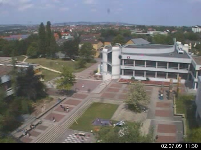 Foto der Webcam: Verwaltungsgeb&auml;ude, Innenhof mit Audimax, H&ouml;rsaal-Geb&auml;ude 1