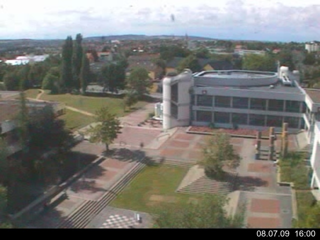 Foto der Webcam: Verwaltungsgeb&auml;ude, Innenhof mit Audimax, H&ouml;rsaal-Geb&auml;ude 1