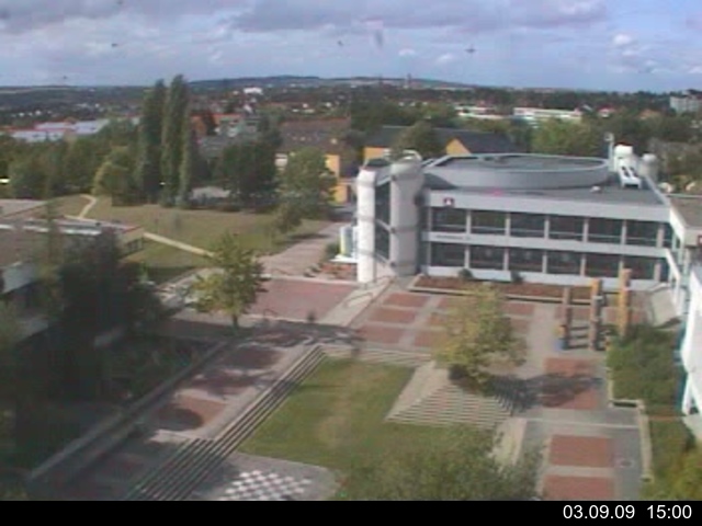 Foto der Webcam: Verwaltungsgeb&auml;ude, Innenhof mit Audimax, H&ouml;rsaal-Geb&auml;ude 1