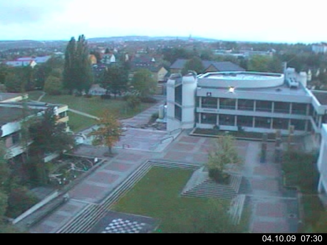 Foto der Webcam: Verwaltungsgeb&auml;ude, Innenhof mit Audimax, H&ouml;rsaal-Geb&auml;ude 1