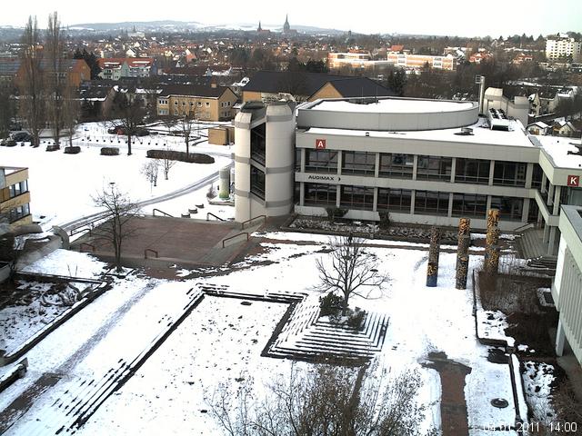 Foto der Webcam: Verwaltungsgeb&auml;ude, Innenhof mit Audimax, H&ouml;rsaal-Geb&auml;ude 1