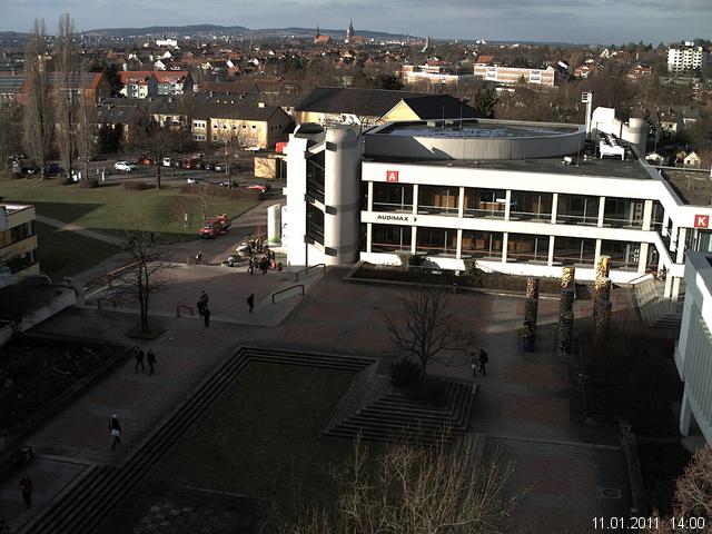Foto der Webcam: Verwaltungsgeb&auml;ude, Innenhof mit Audimax, H&ouml;rsaal-Geb&auml;ude 1