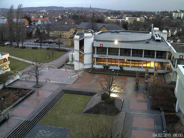 Foto der Webcam: Verwaltungsgeb&auml;ude, Innenhof mit Audimax, H&ouml;rsaal-Geb&auml;ude 1