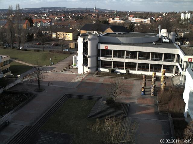 Foto der Webcam: Verwaltungsgeb&auml;ude, Innenhof mit Audimax, H&ouml;rsaal-Geb&auml;ude 1