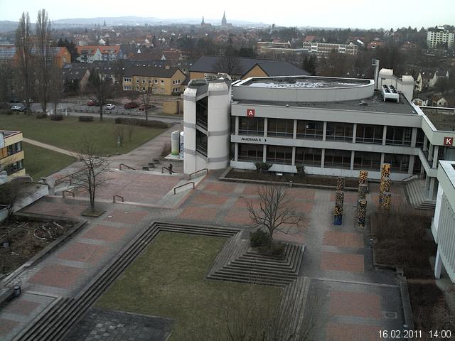 Foto der Webcam: Verwaltungsgeb&auml;ude, Innenhof mit Audimax, H&ouml;rsaal-Geb&auml;ude 1