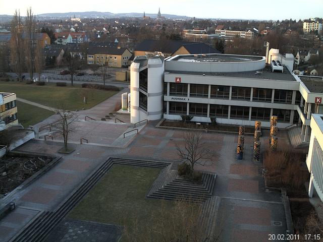 Foto der Webcam: Verwaltungsgeb&auml;ude, Innenhof mit Audimax, H&ouml;rsaal-Geb&auml;ude 1