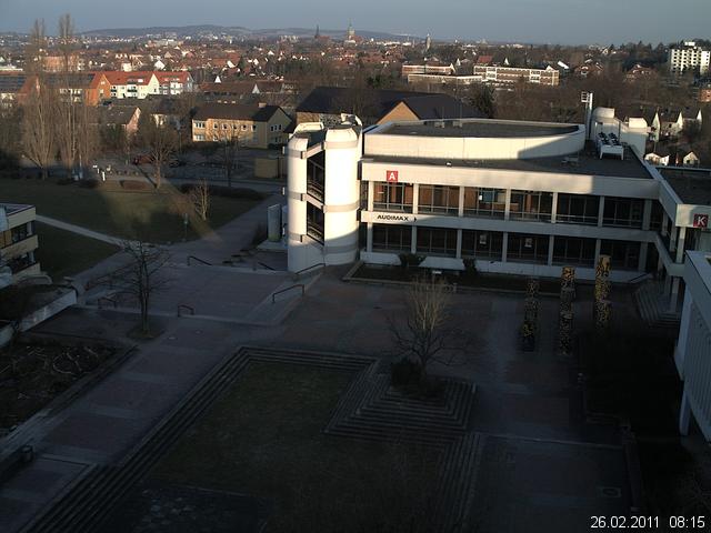 Foto der Webcam: Verwaltungsgeb&auml;ude, Innenhof mit Audimax, H&ouml;rsaal-Geb&auml;ude 1