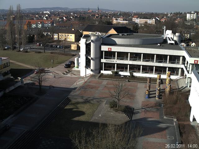 Foto der Webcam: Verwaltungsgeb&auml;ude, Innenhof mit Audimax, H&ouml;rsaal-Geb&auml;ude 1