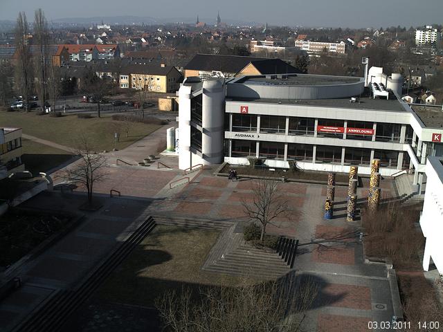 Foto der Webcam: Verwaltungsgeb&auml;ude, Innenhof mit Audimax, H&ouml;rsaal-Geb&auml;ude 1