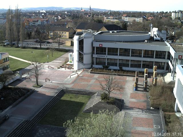Foto der Webcam: Verwaltungsgeb&auml;ude, Innenhof mit Audimax, H&ouml;rsaal-Geb&auml;ude 1